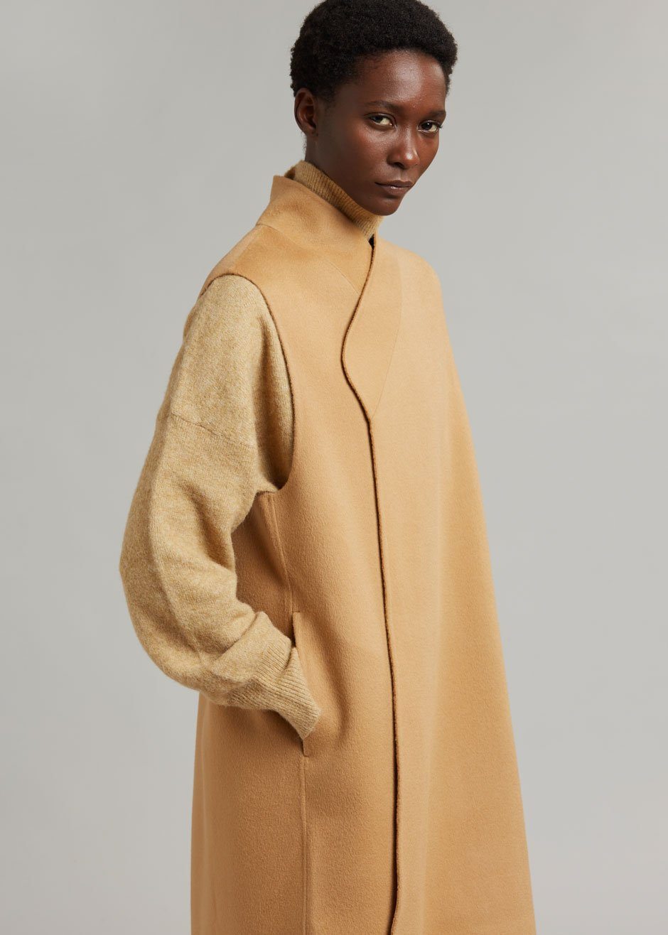 Anha Wool Long Vest - Camel - 2