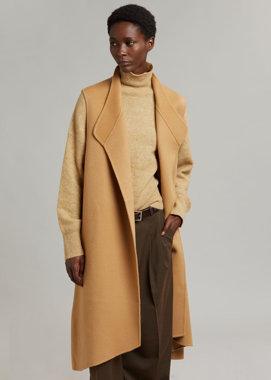 Anha Wool Long Vest - Camel - 8