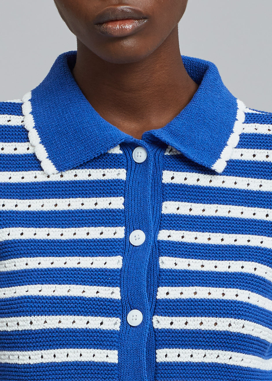 Aqua Knit Cardigan - Navy Stripe - 5