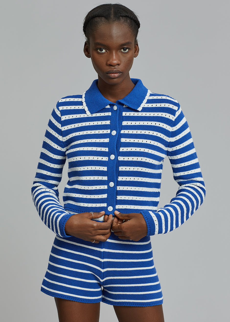Aqua Knit Cardigan - Navy Stripe - 6