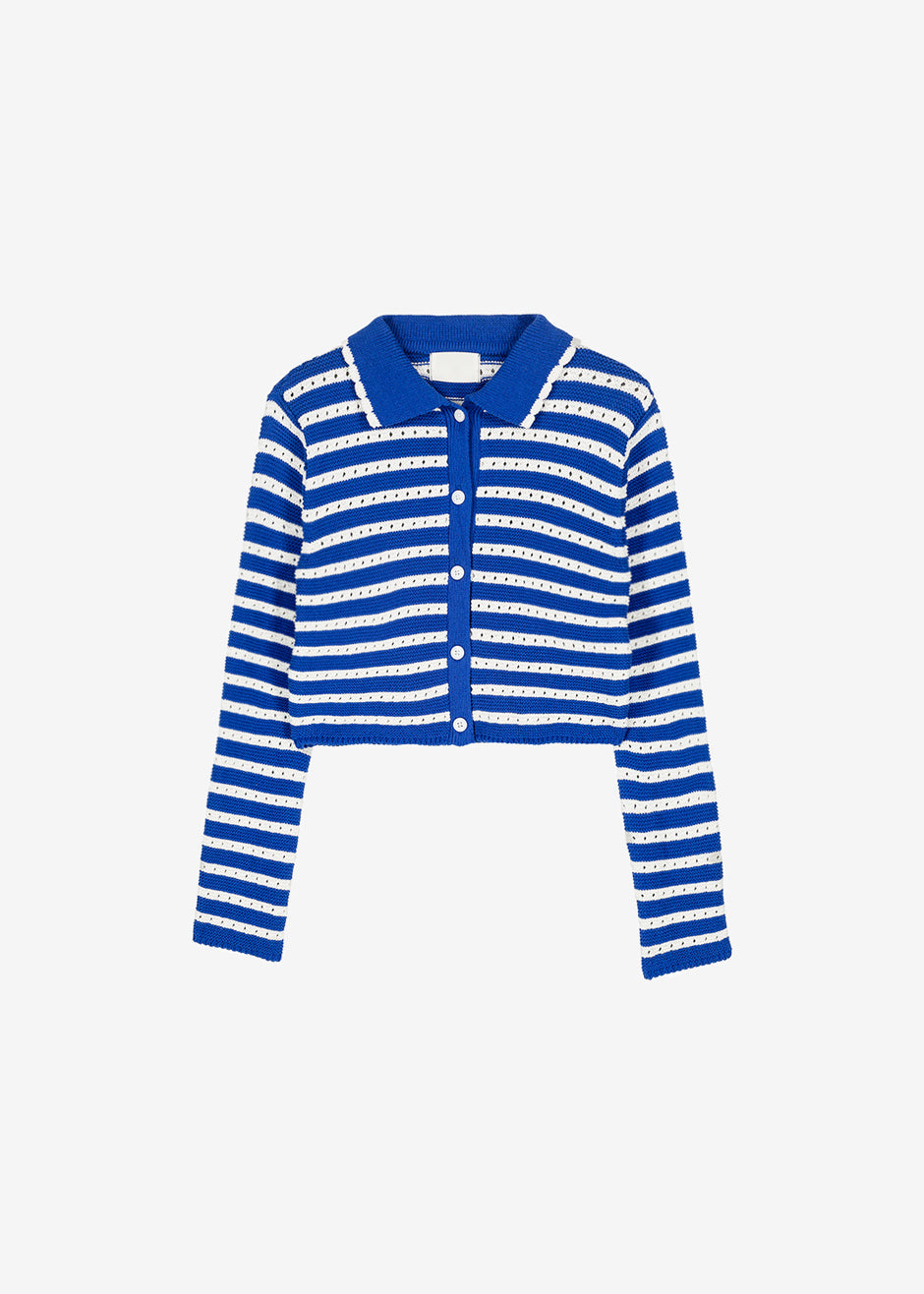 Aqua Knit Cardigan - Navy Stripe - 12