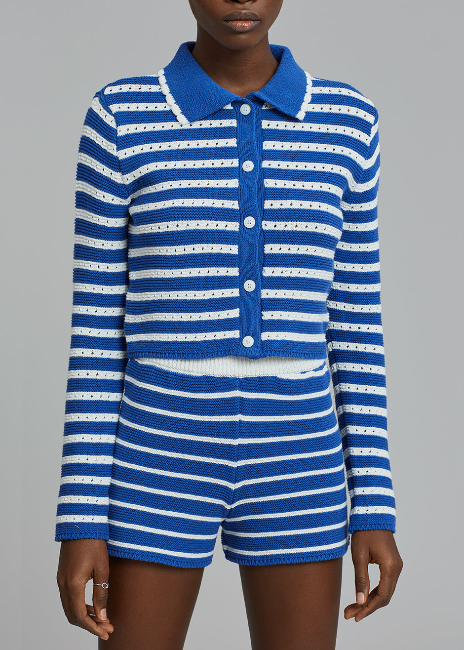 Aqua Knit Cardigan - Navy Stripe - 3
