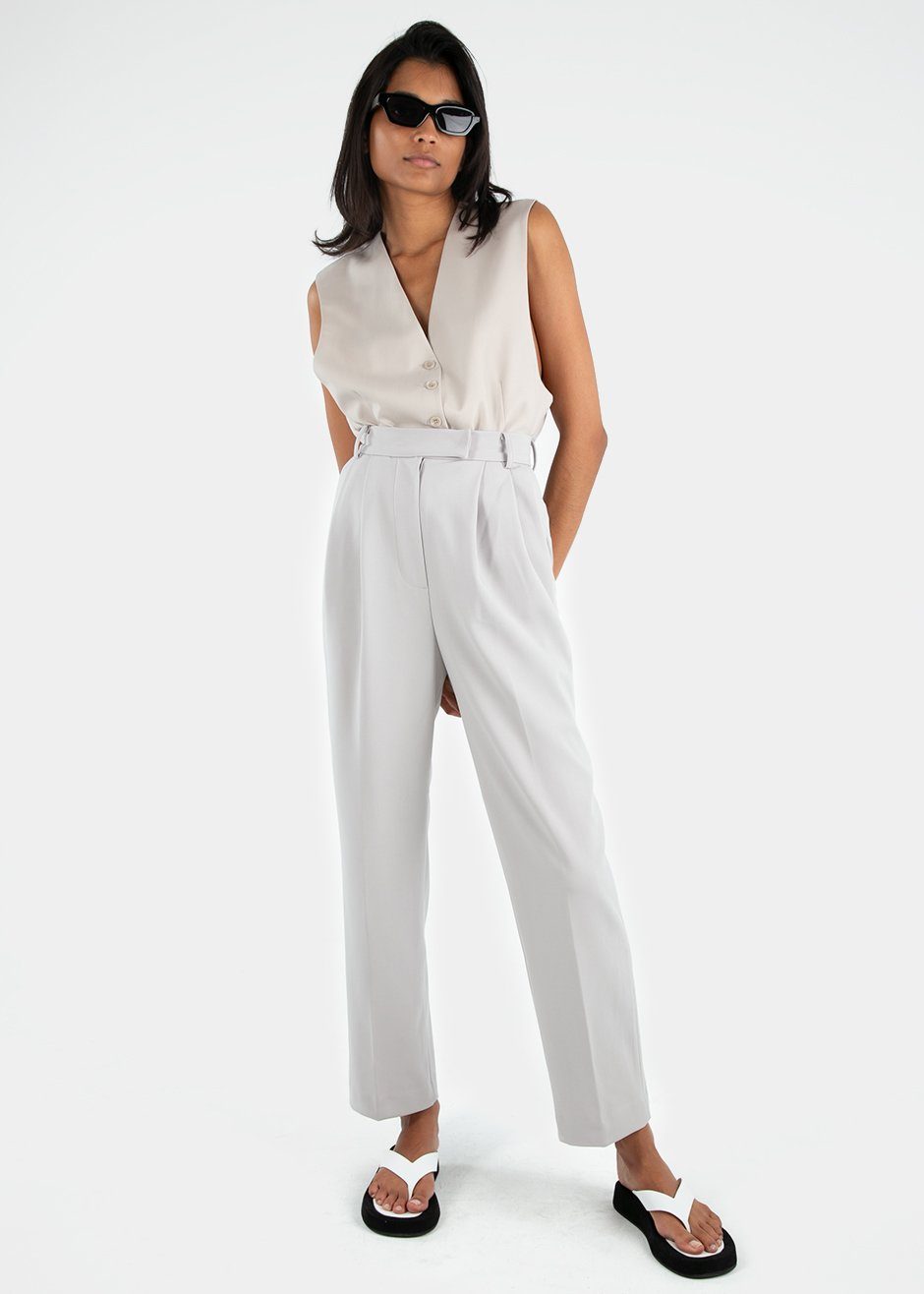 Bea Pleated Suit Pants - Grey - 5