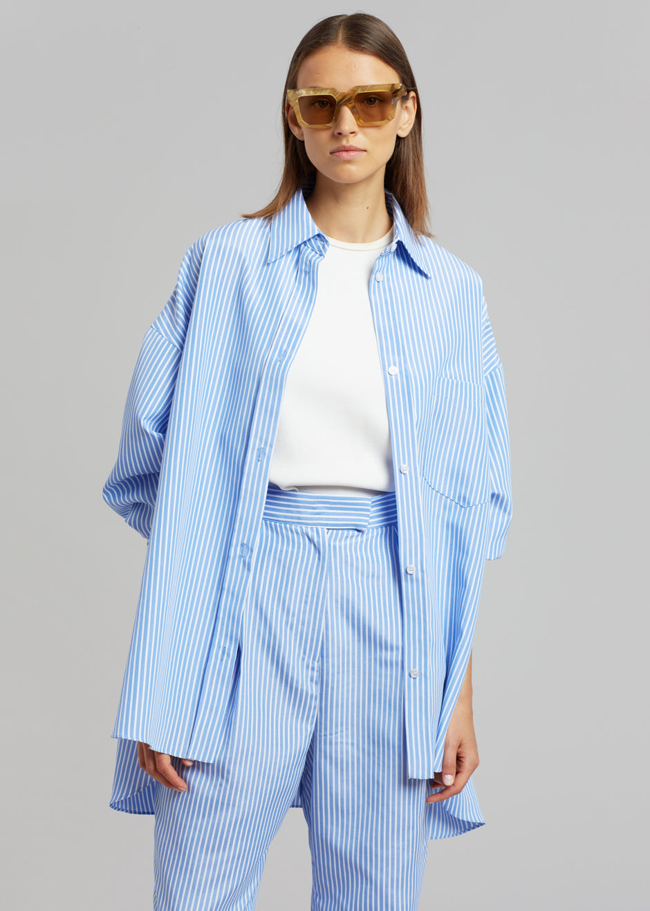 Bea Stripe Suit Pants - White/Light Blue - 6