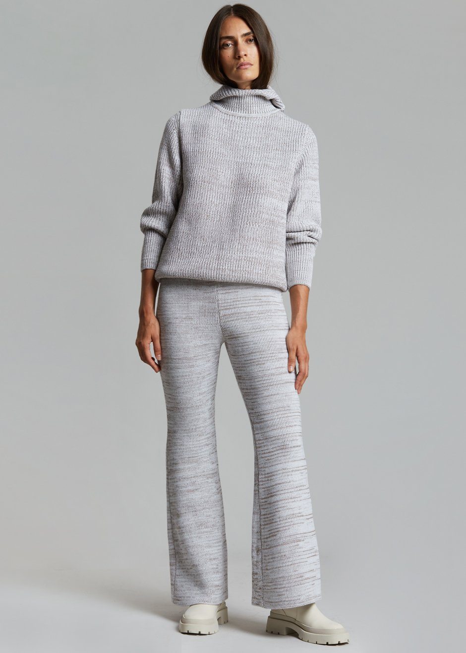 Bevza Knitted Pants - Light Beige Melange - 1