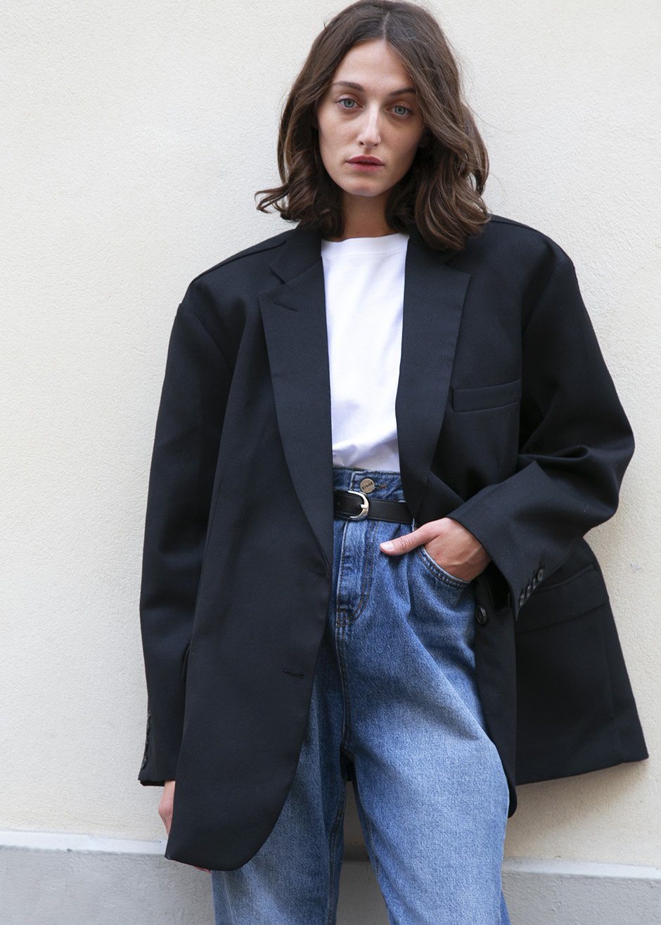 Frankie Oversized Boyfriend Blazer - Black - 1
