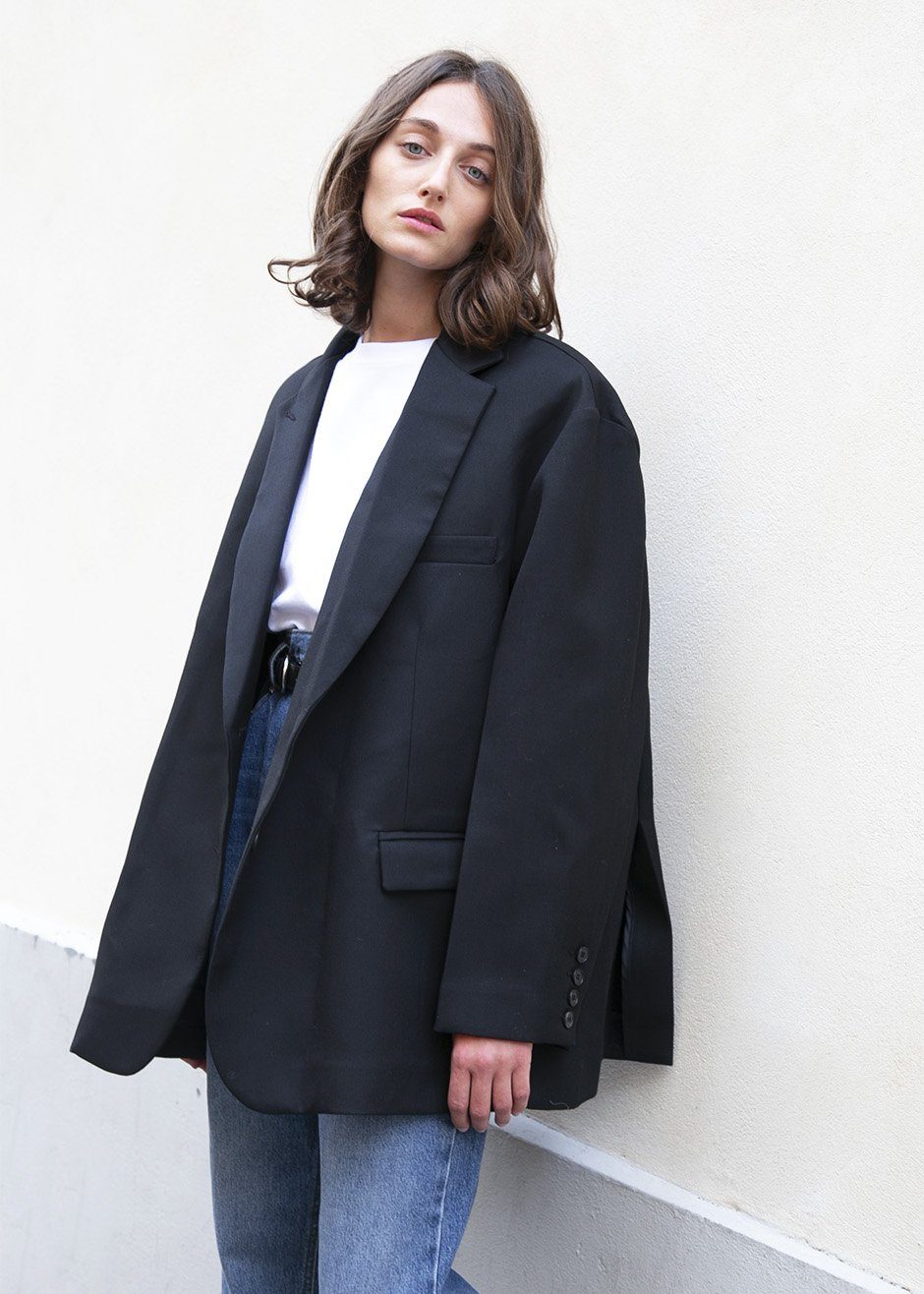 Frankie Oversized Boyfriend Blazer - Black - 7