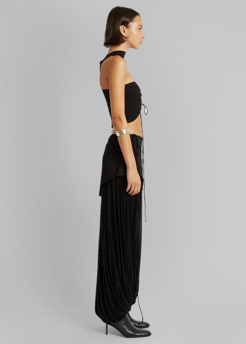 Christopher Esber Reversed Halter Ruched Crop Top - Black - 3