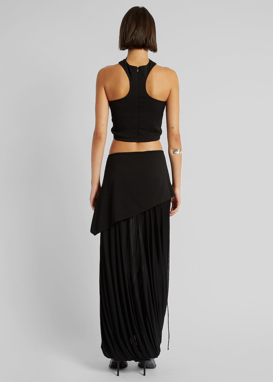 Christopher Esber Reversed Halter Ruched Crop Top - Black - 4