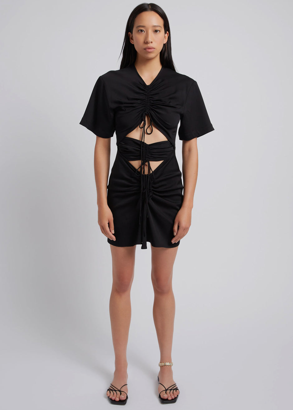 Christopher Esber Ruched Multi Tie Mini Dress - Black - 3