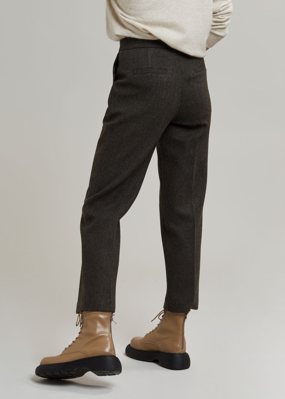 Elan Herringbone Pants - Dark Grey Melange - 5