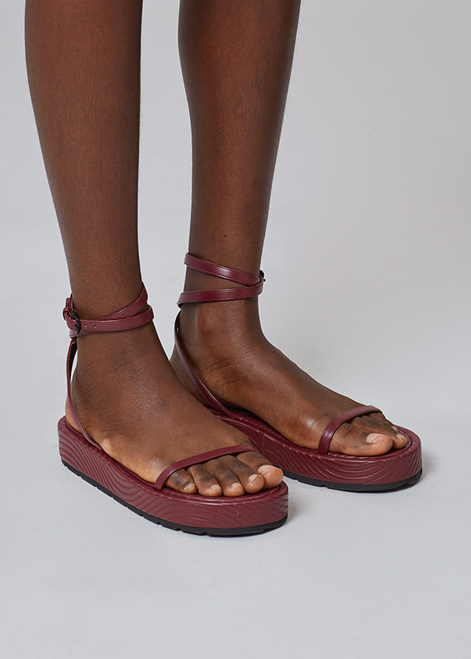 TFS x Bettina Vermillon Onda Sandal - Burgundy - 2