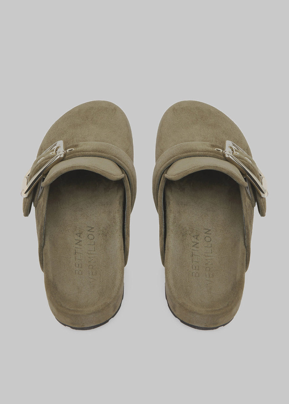 Bettina Vermillon Charlie Clogs - Kaki Suede - 7