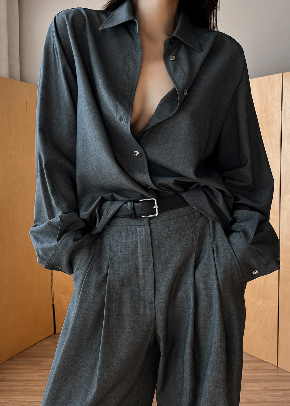 Gelso Shirt - Dark Grey Melange - 1