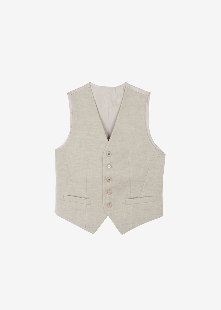 Gelso Waistcoat - Light Taupe Melange - 7