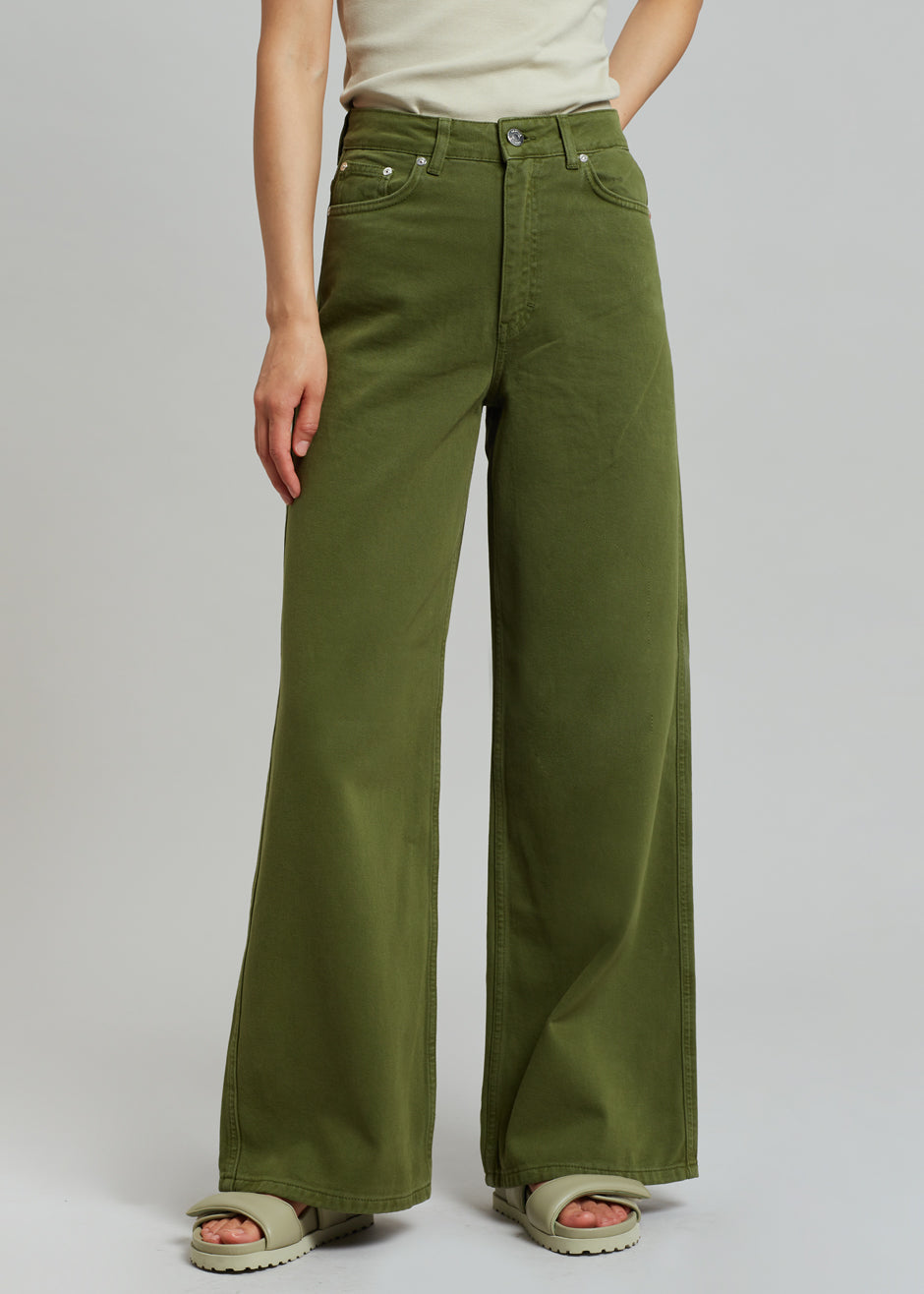 Gestuz Elma Twill Wide Pants - Chive - 6