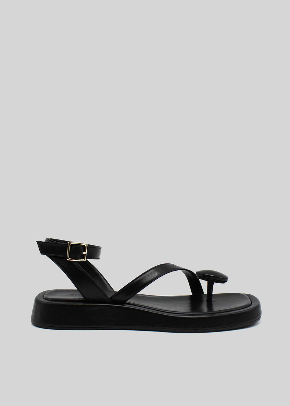 GIA x RHW Rosie Flat Wrap Sandal - Black - 1