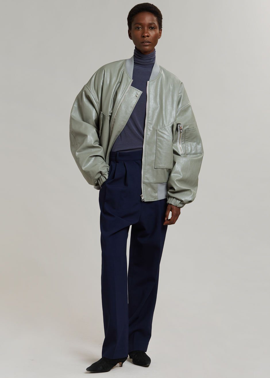 Hane Faux Leather Bomber - Eucalyptus - 7