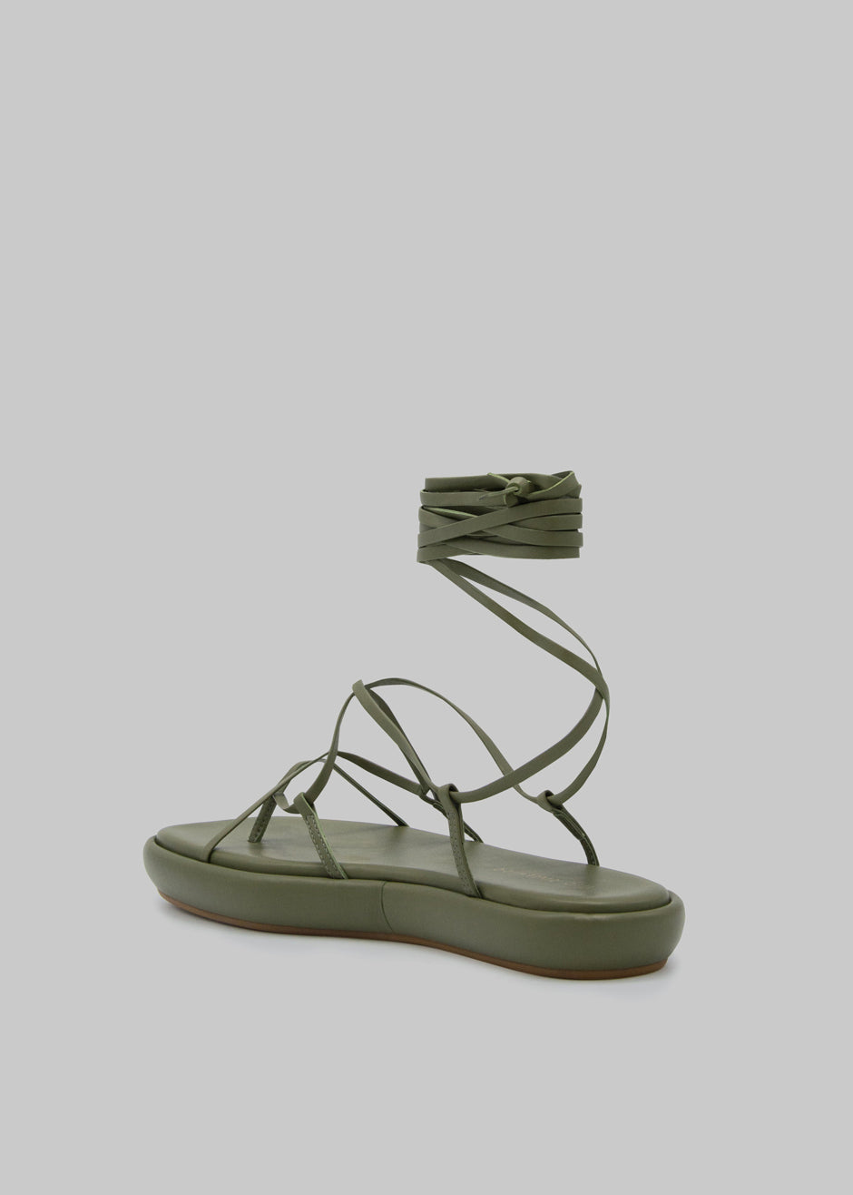 Ilio Smeraldo Géraldine Boublil Lace Up Flat Sandal - Kaki - 7