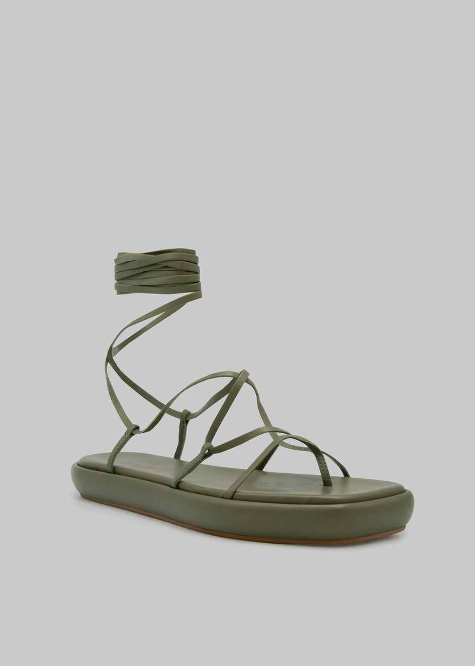 Ilio Smeraldo Géraldine Boublil Lace Up Flat Sandal - Kaki - 5