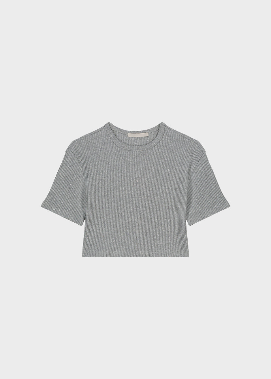 Inger Lurex Cropped Tee - Grey - 7