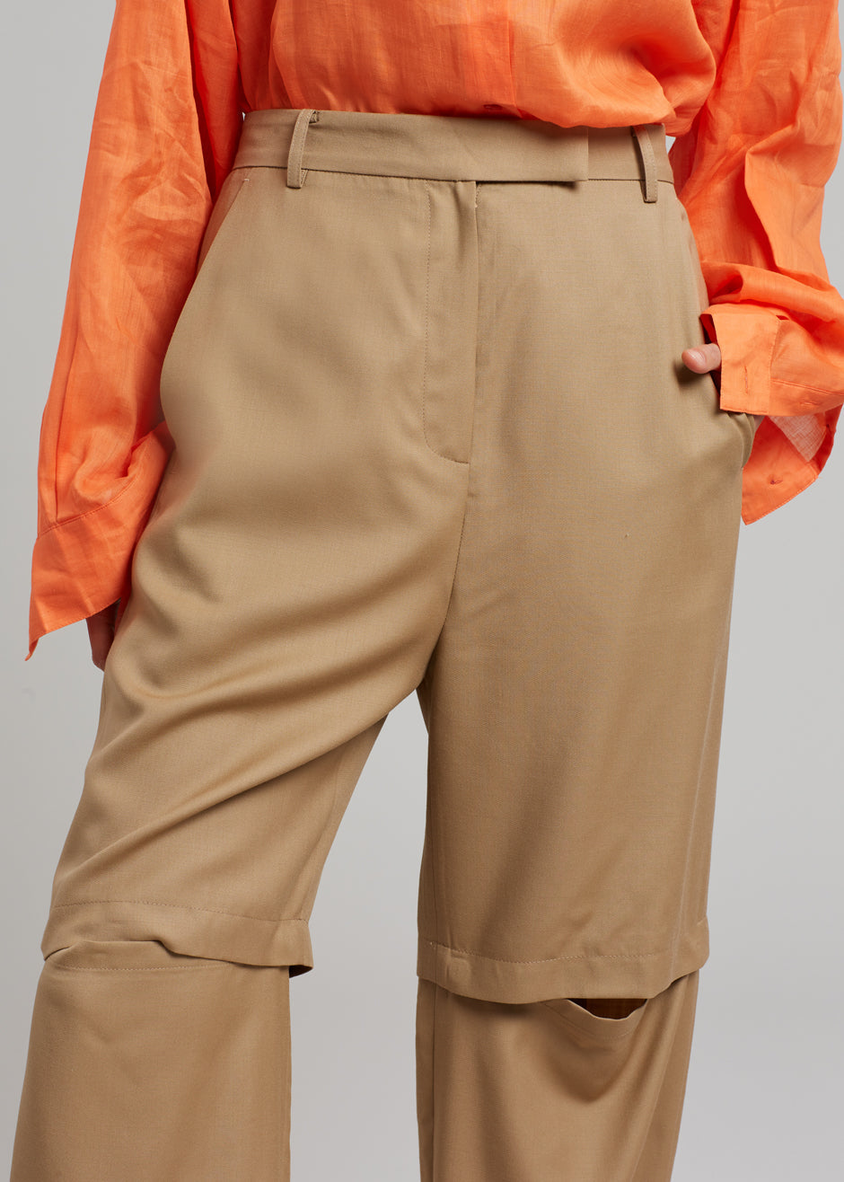 Irina Slit Pants - Camel - 6