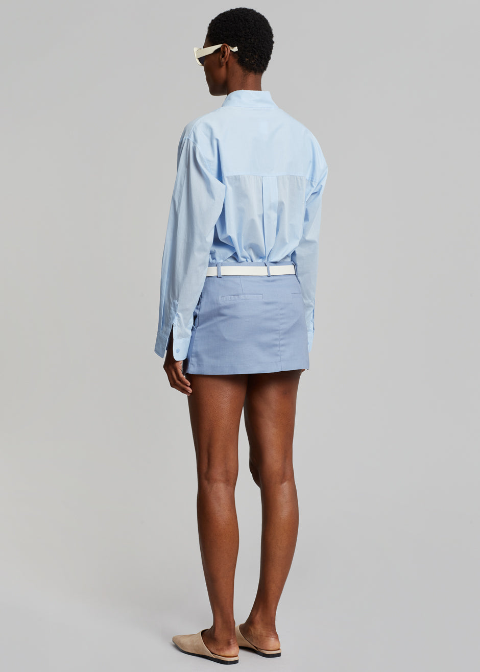 Isle Linen Mini Skirt - Light Blue - 4