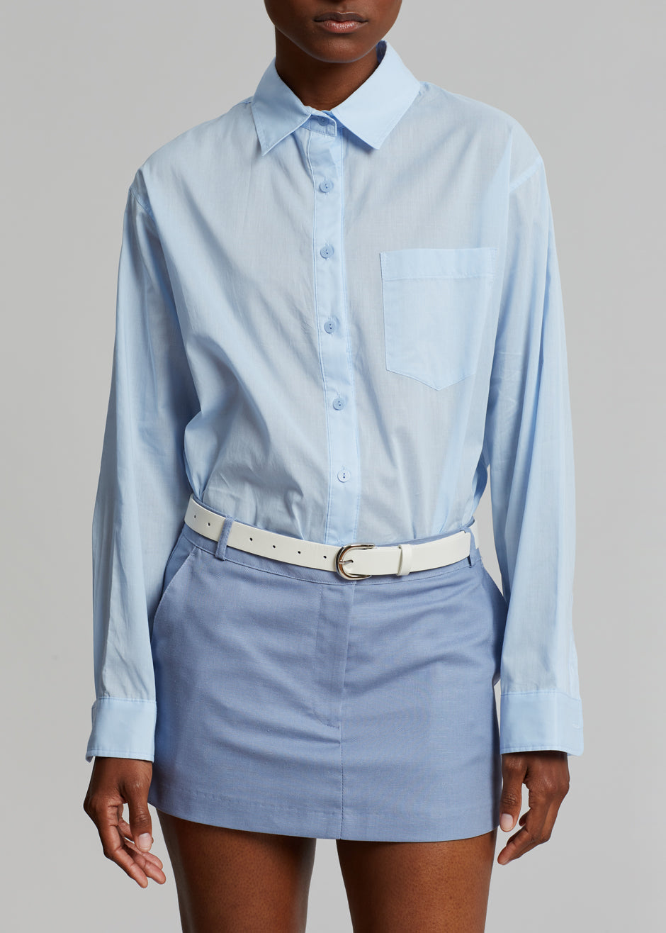 Isle Linen Mini Skirt - Light Blue - 6