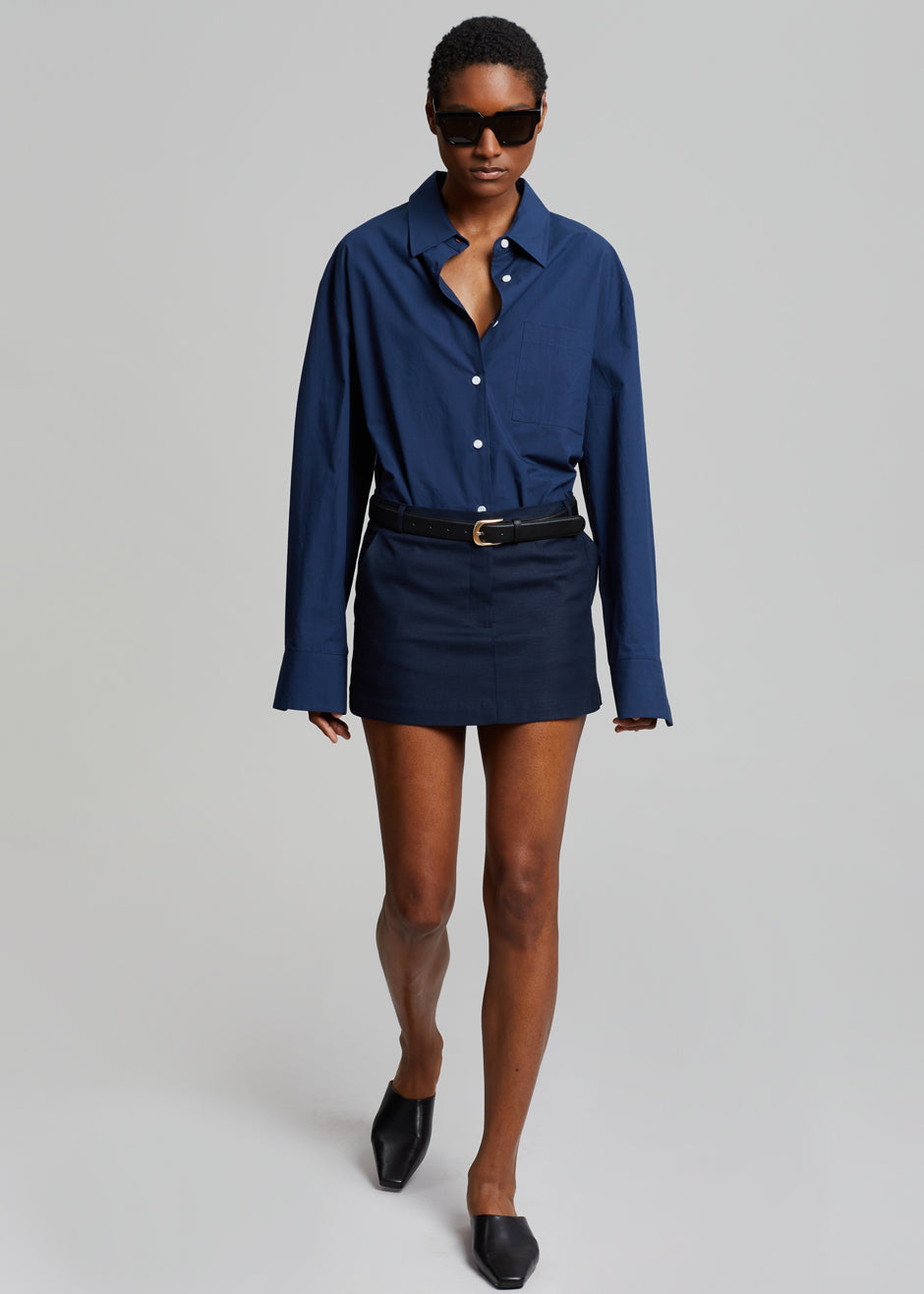 Navy blue skirt on sale linen