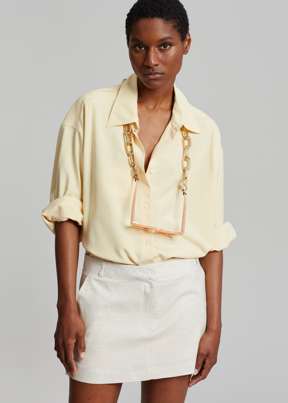 Isle Linen Mini Skirt - Oat Melange - 2