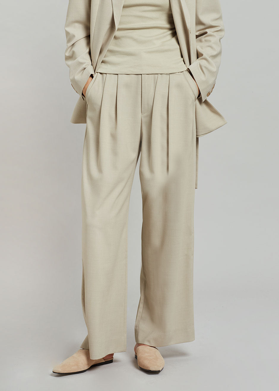 Aliye Pintuck Pants - Beige - 3