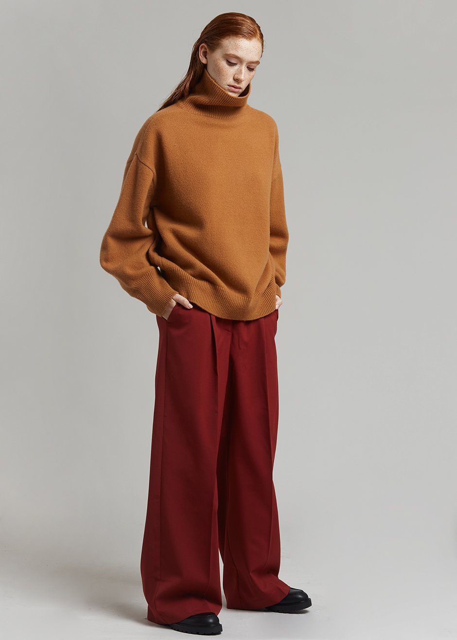 Joya Roll Neck Sweater - Terra Cotta - 8