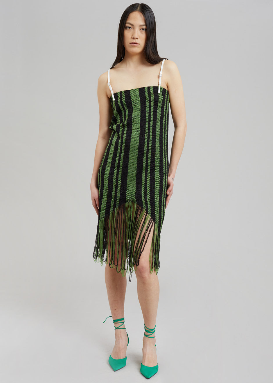 JW Anderson Fringe Detail Camisole Dress - Green/Black - 5