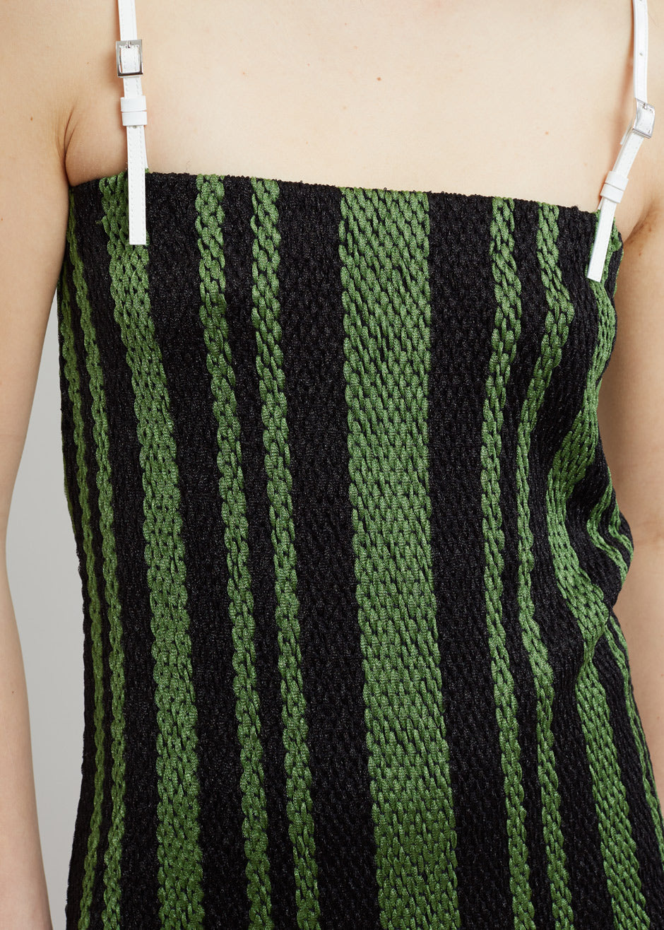 JW Anderson Fringe Detail Camisole Dress - Green/Black - 3