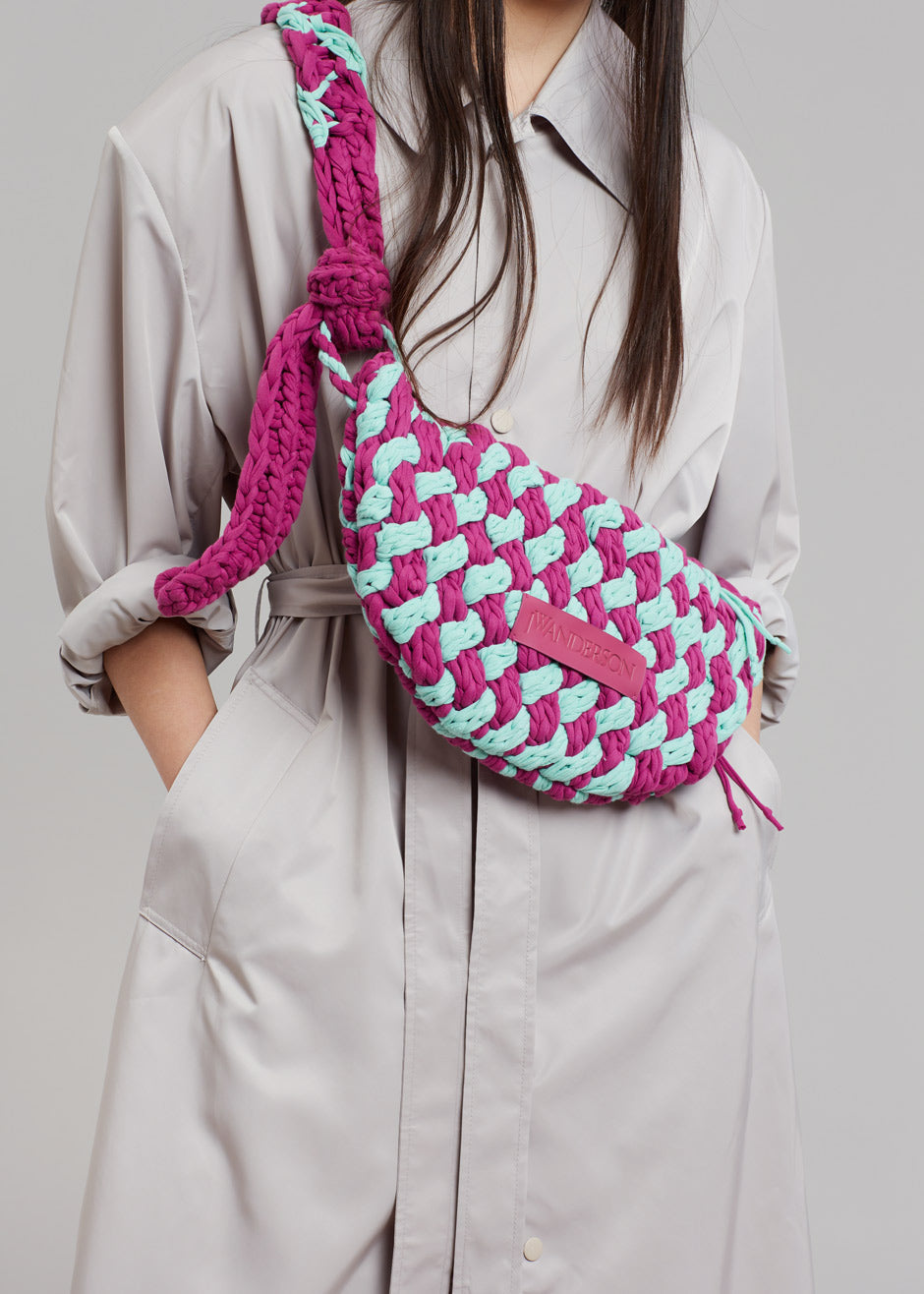 JW Anderson Knitted Bum Bag - Purple/Mint - 3