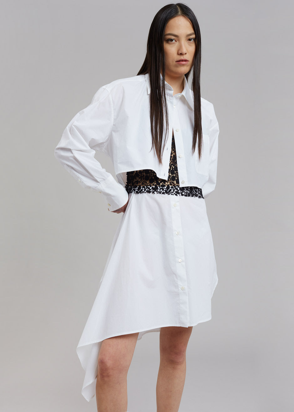 JW Anderson Lace Insert Shirt Dress - White/Black - 1