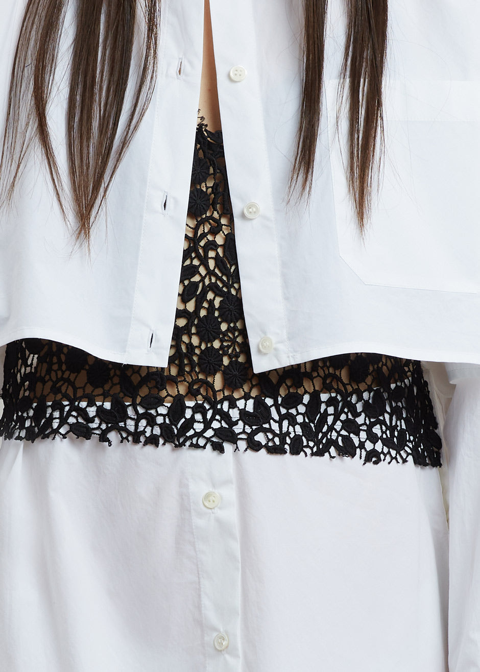 JW Anderson Lace Insert Shirt Dress - White/Black - 4