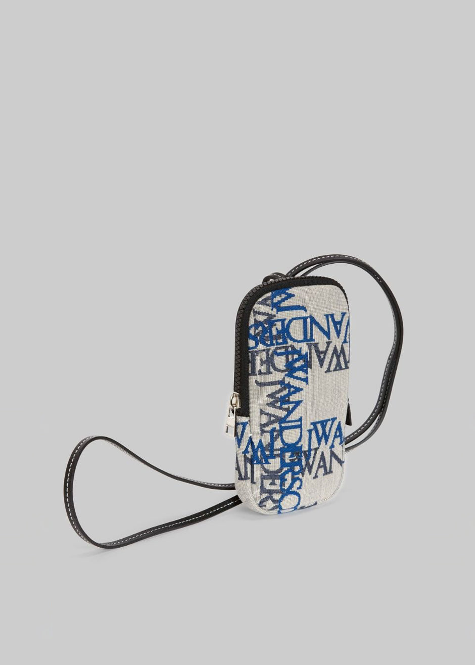 JW Anderson Phone Pouch With Strap - Off White/Blue - 3