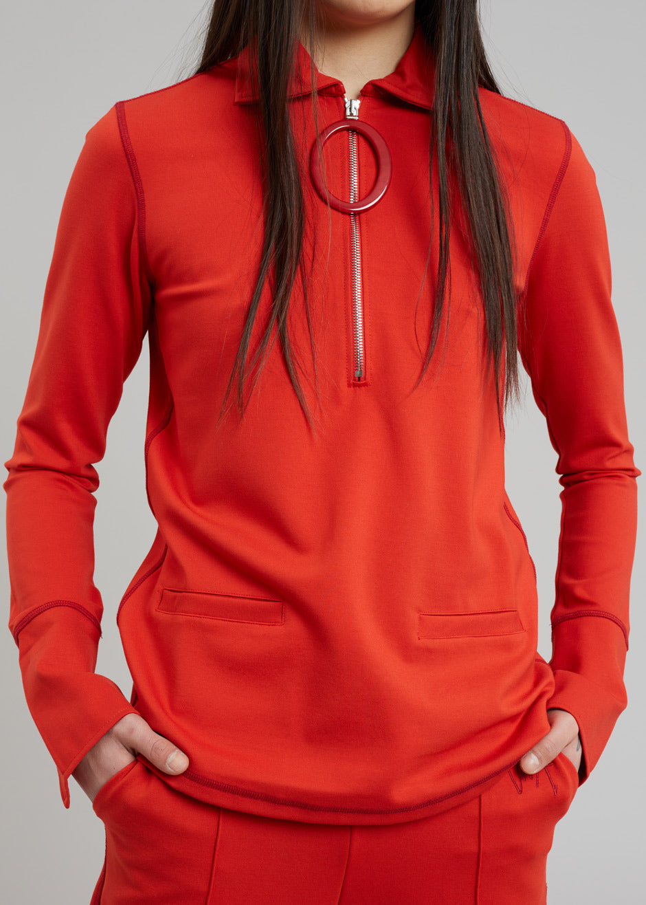 JW Anderson Ring Puller Half Zip Track Top - Red - 4