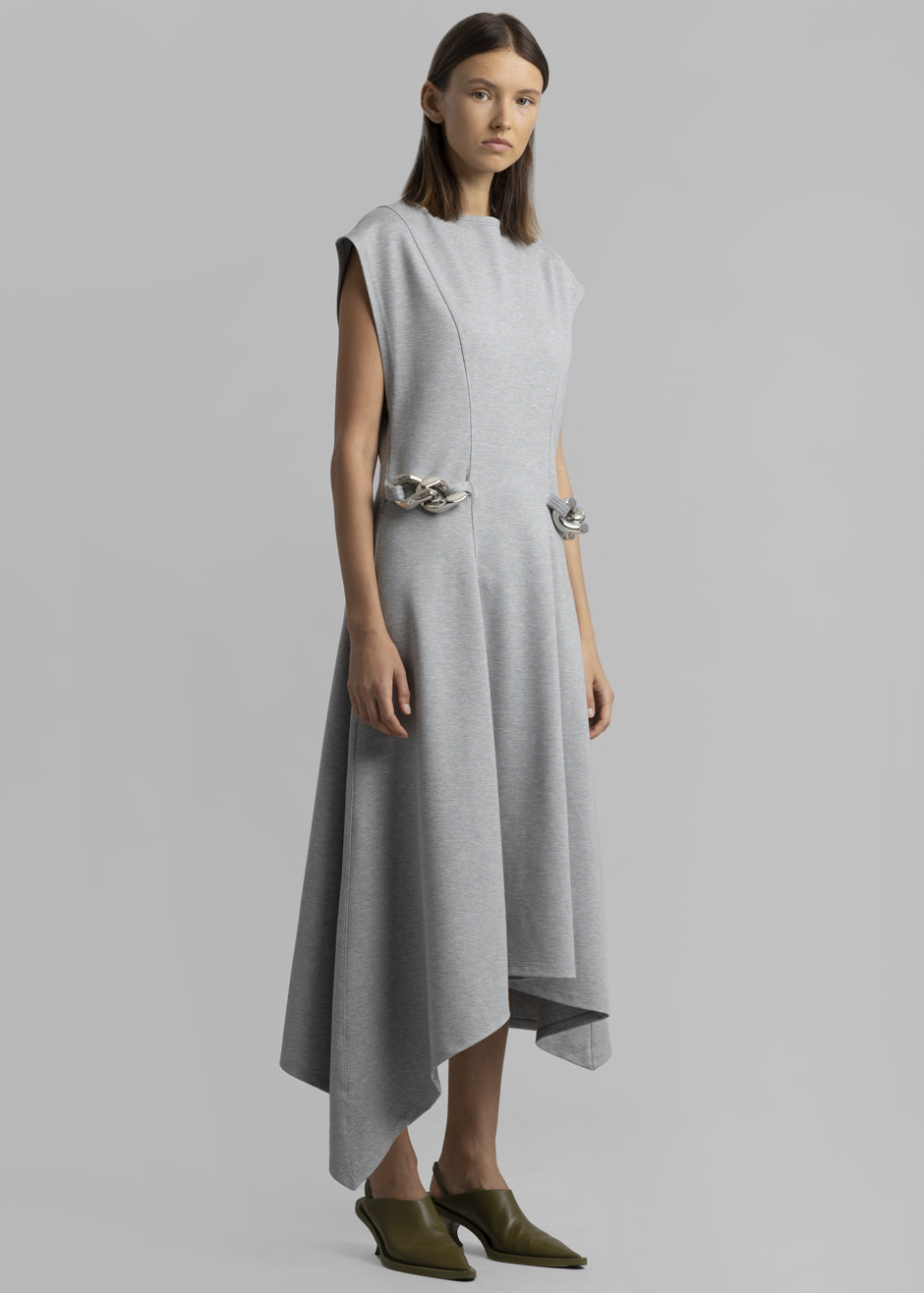 JW Anderson Silver Chain Link Cap Sleeve Dress - Grey Melange - 4