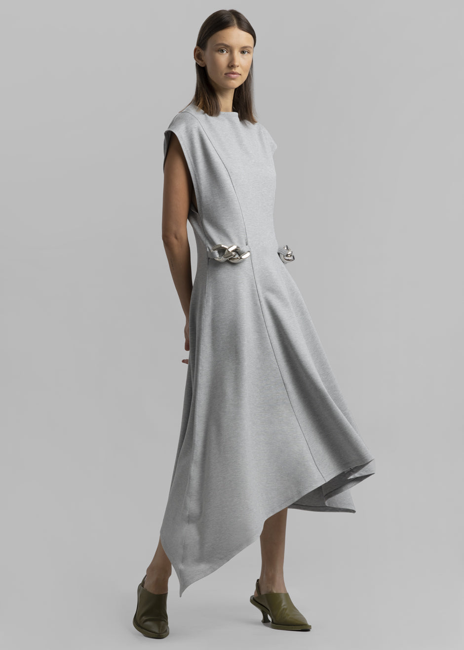 JW Anderson Silver Chain Link Cap Sleeve Dress - Grey Melange - 1