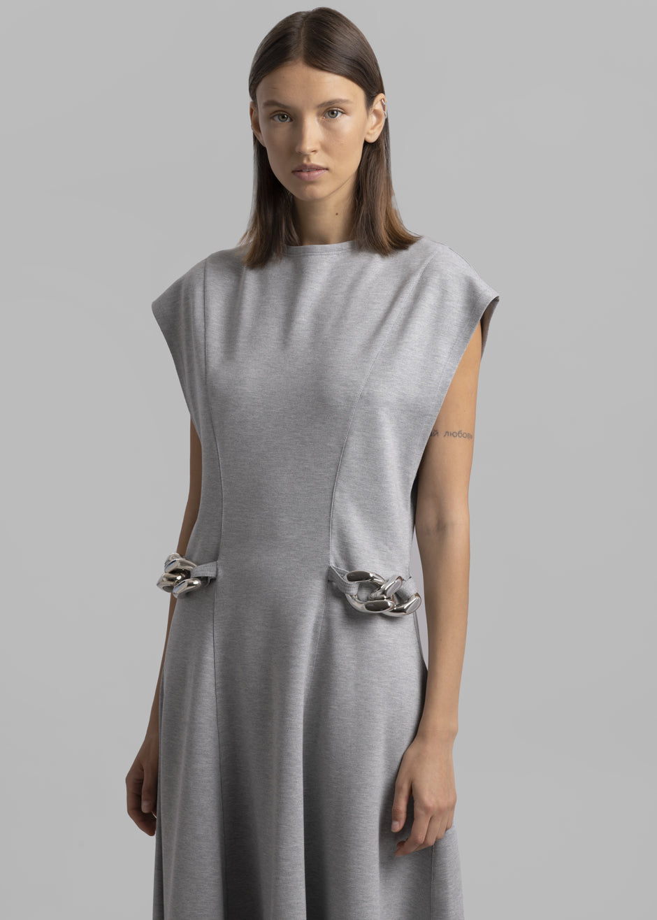 JW Anderson Silver Chain Link Cap Sleeve Dress - Grey Melange - 3