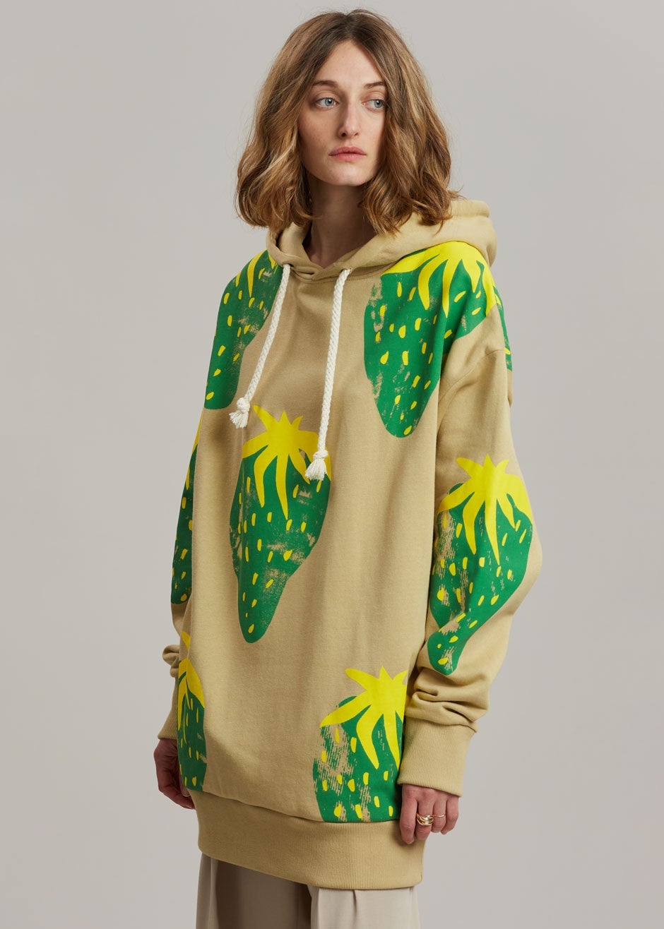 JW Anderson Strawberry Hoodie - Natural/Green - 1