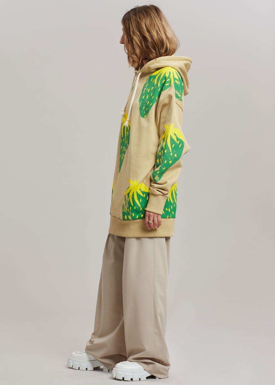 JW Anderson Strawberry Hoodie - Natural/Green - 2