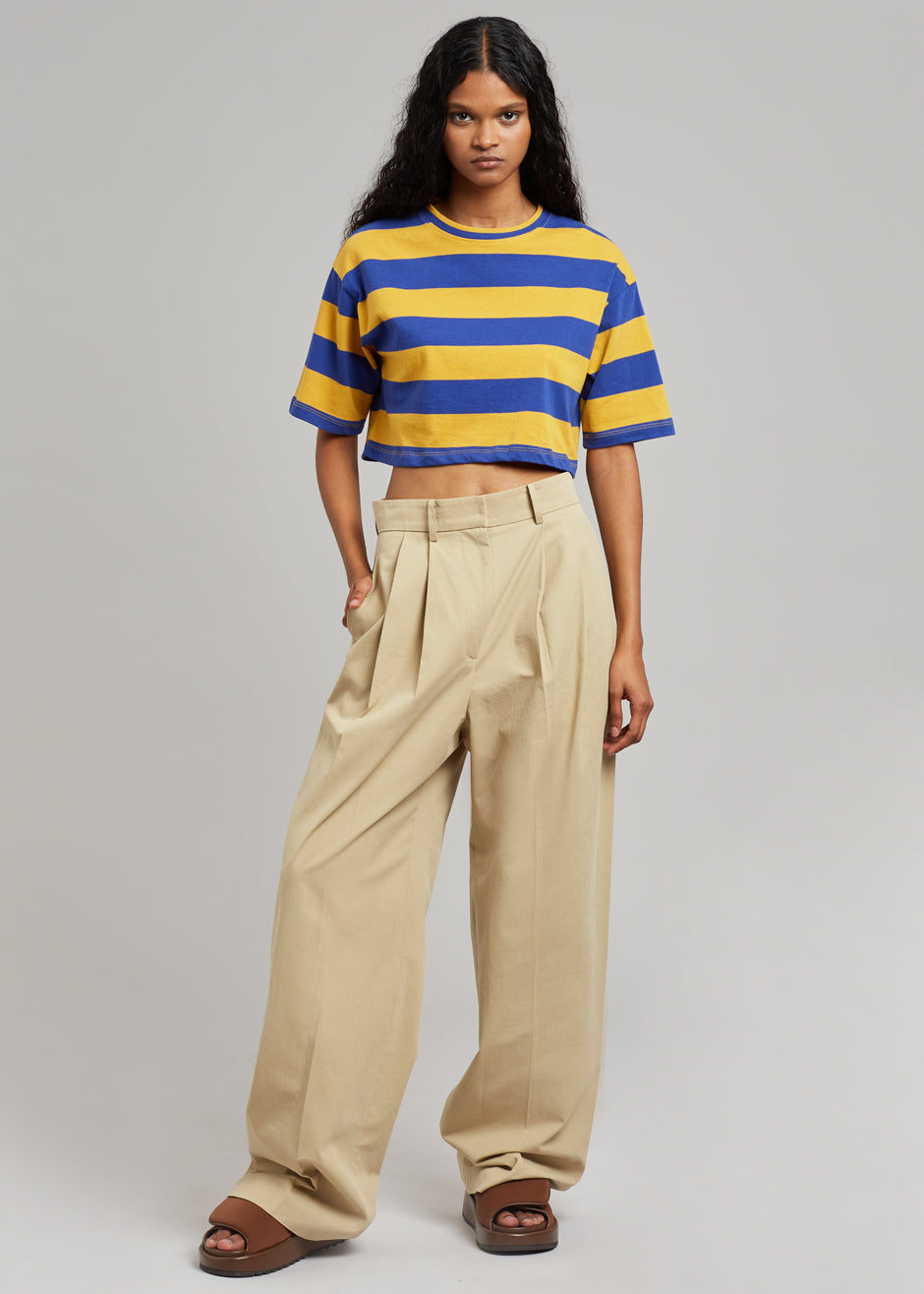 Karina Cropped T-Shirt - Deep Blue/Mustard - 2