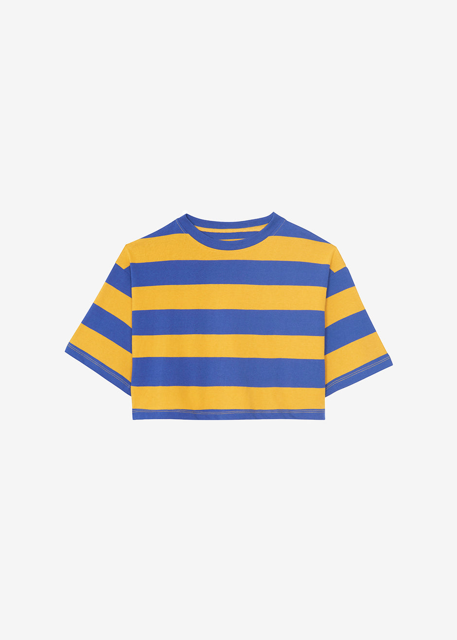 Karina Cropped T-Shirt - Deep Blue/Mustard - 6