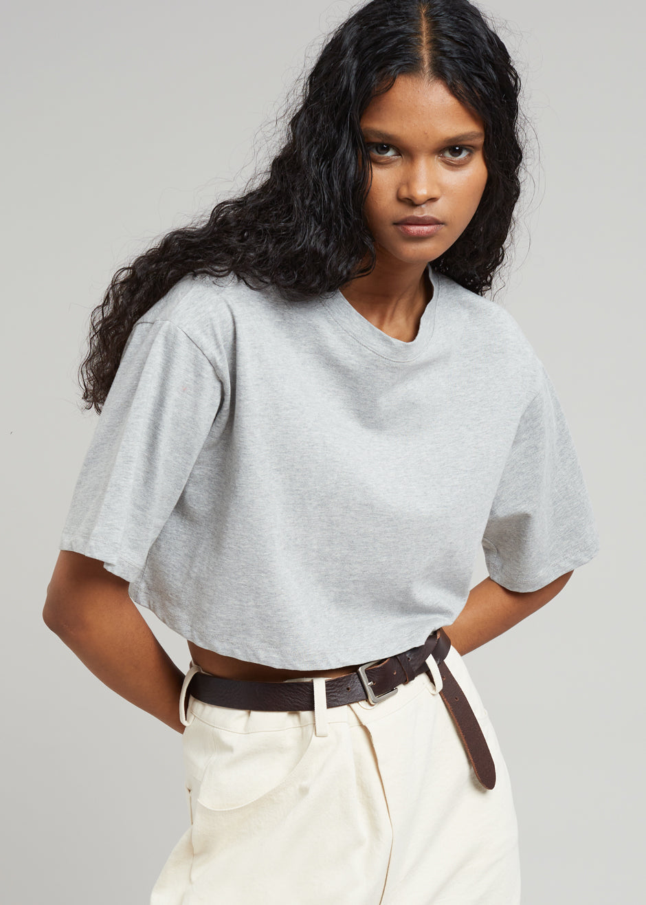 Karina Cropped T-Shirt - Heather Grey - 5