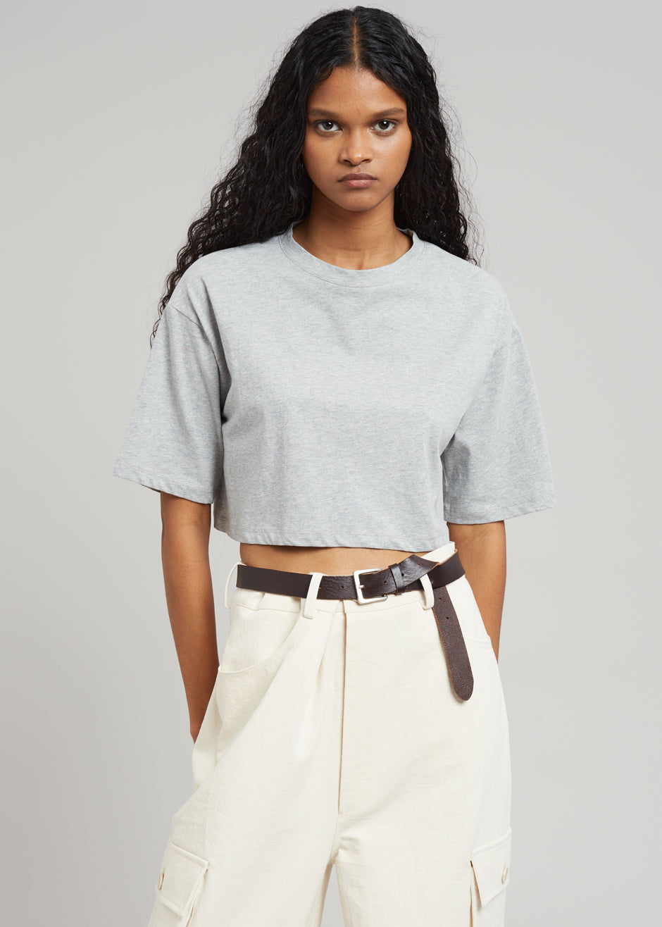 Karina Cropped T-Shirt - Heather Grey - 2