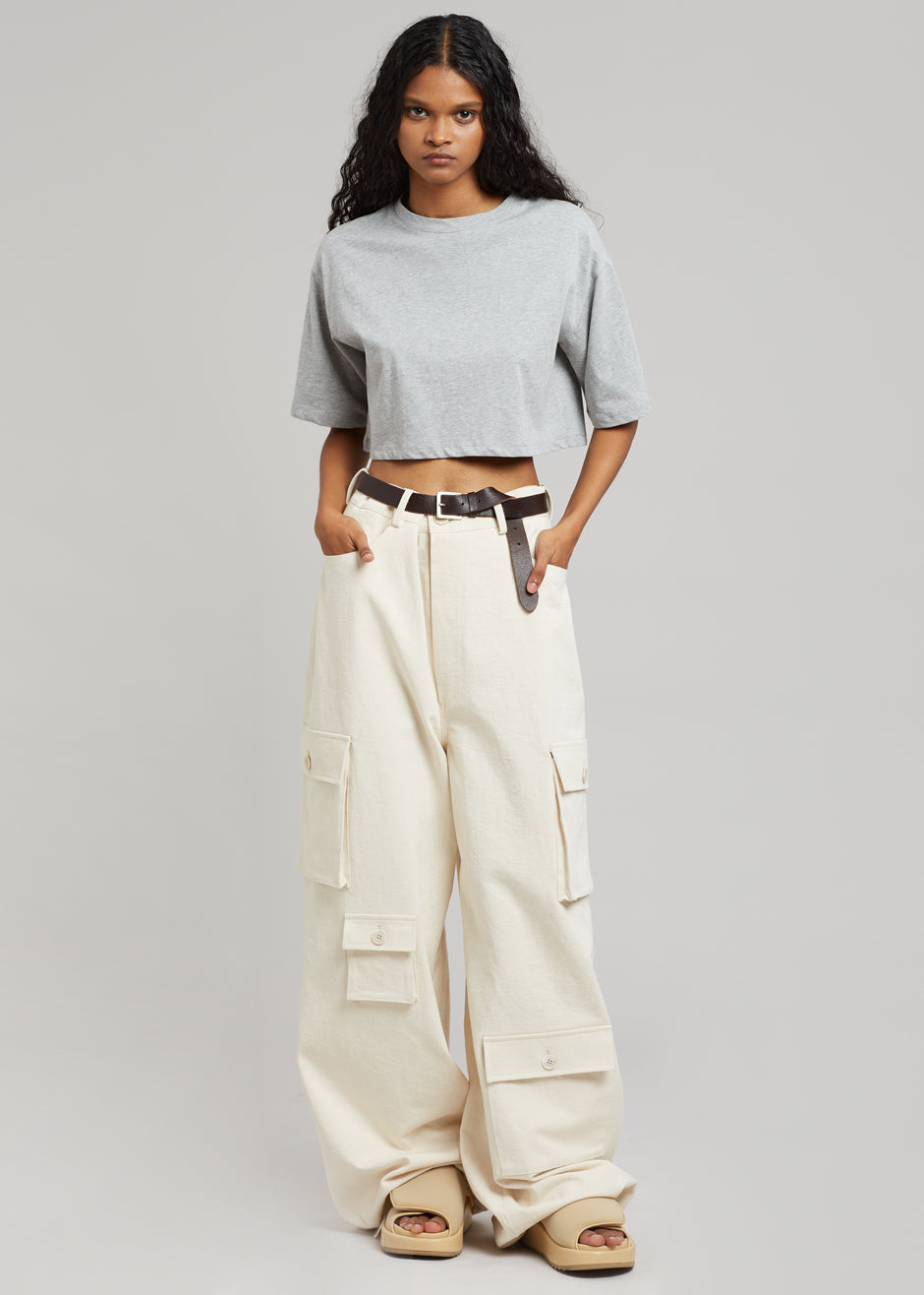 Karina Cropped T-Shirt - Heather Grey - 3