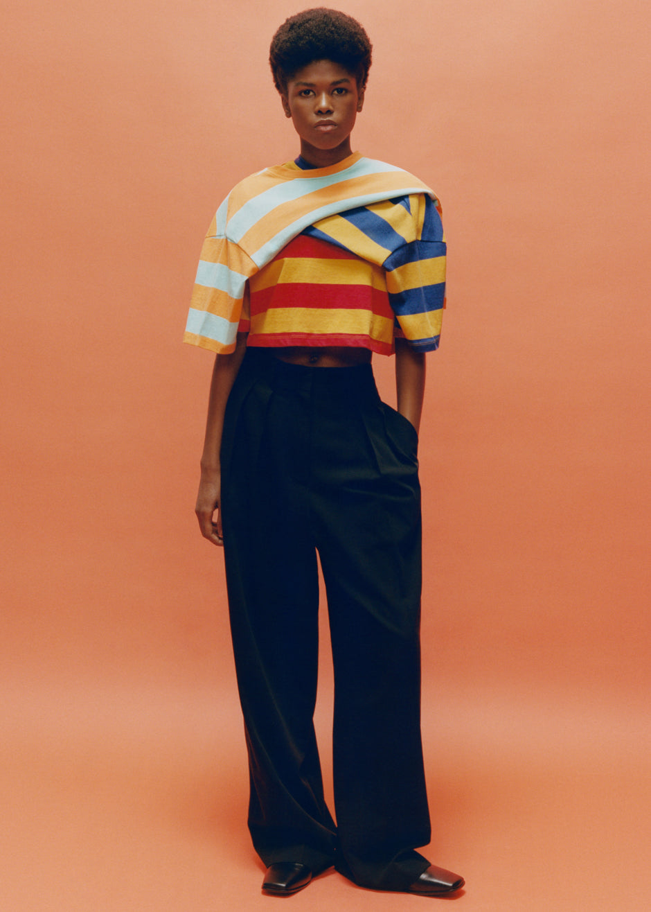 Karina Cropped T-Shirt - Red/Mustard - 5